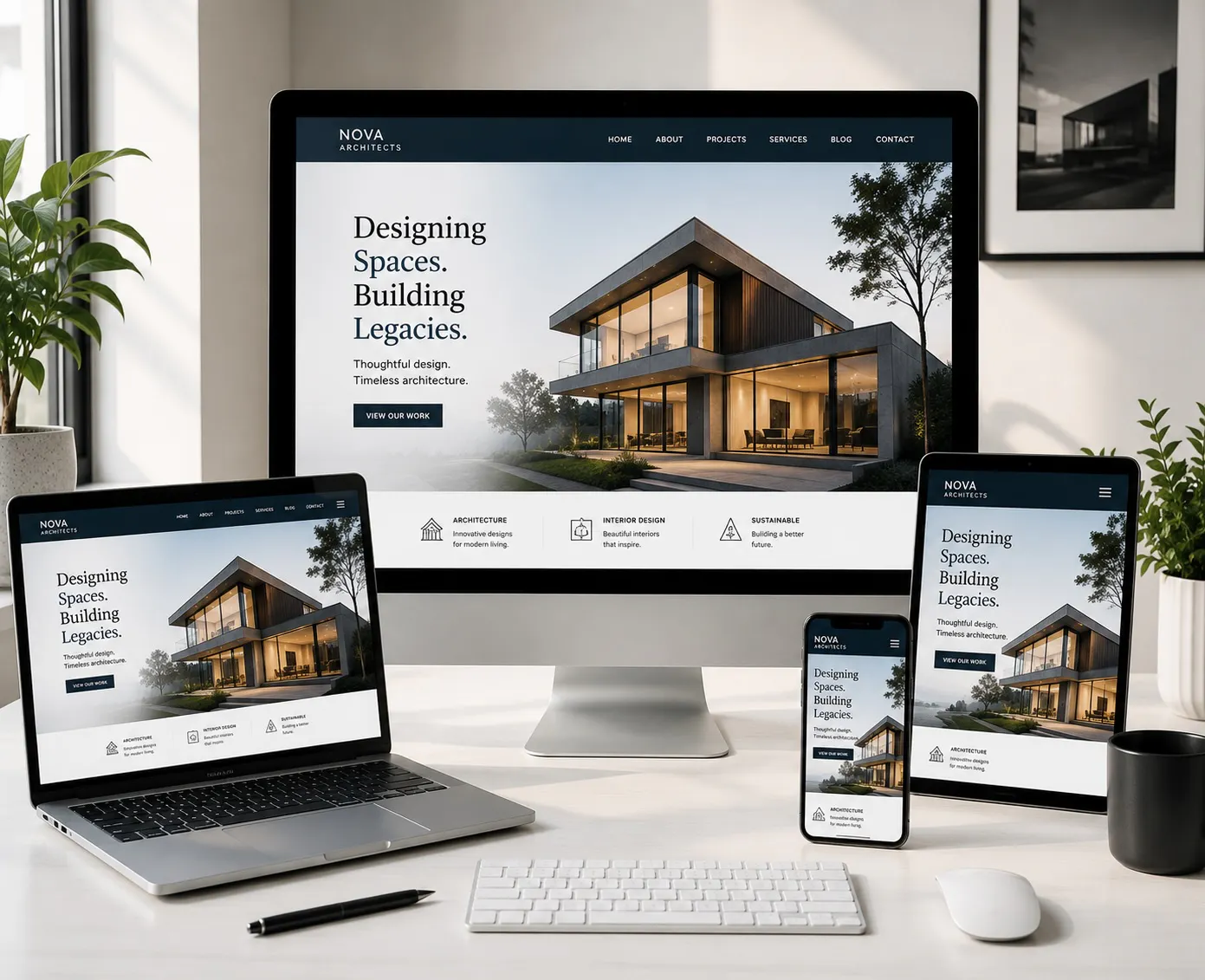 Responsive website design for businesses on desktop laptop tablet and mobile devices