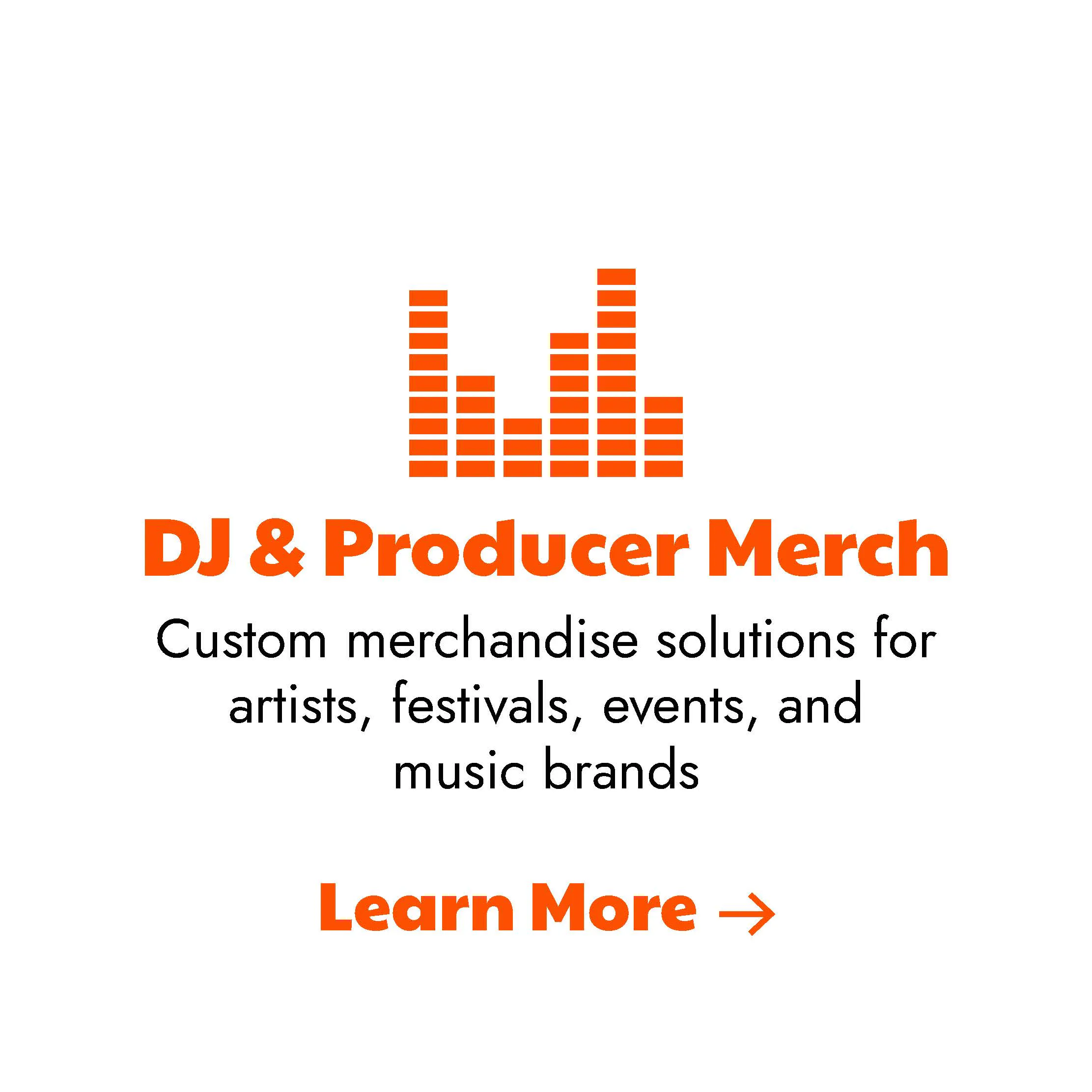 Card that describes DJ and producer merch service