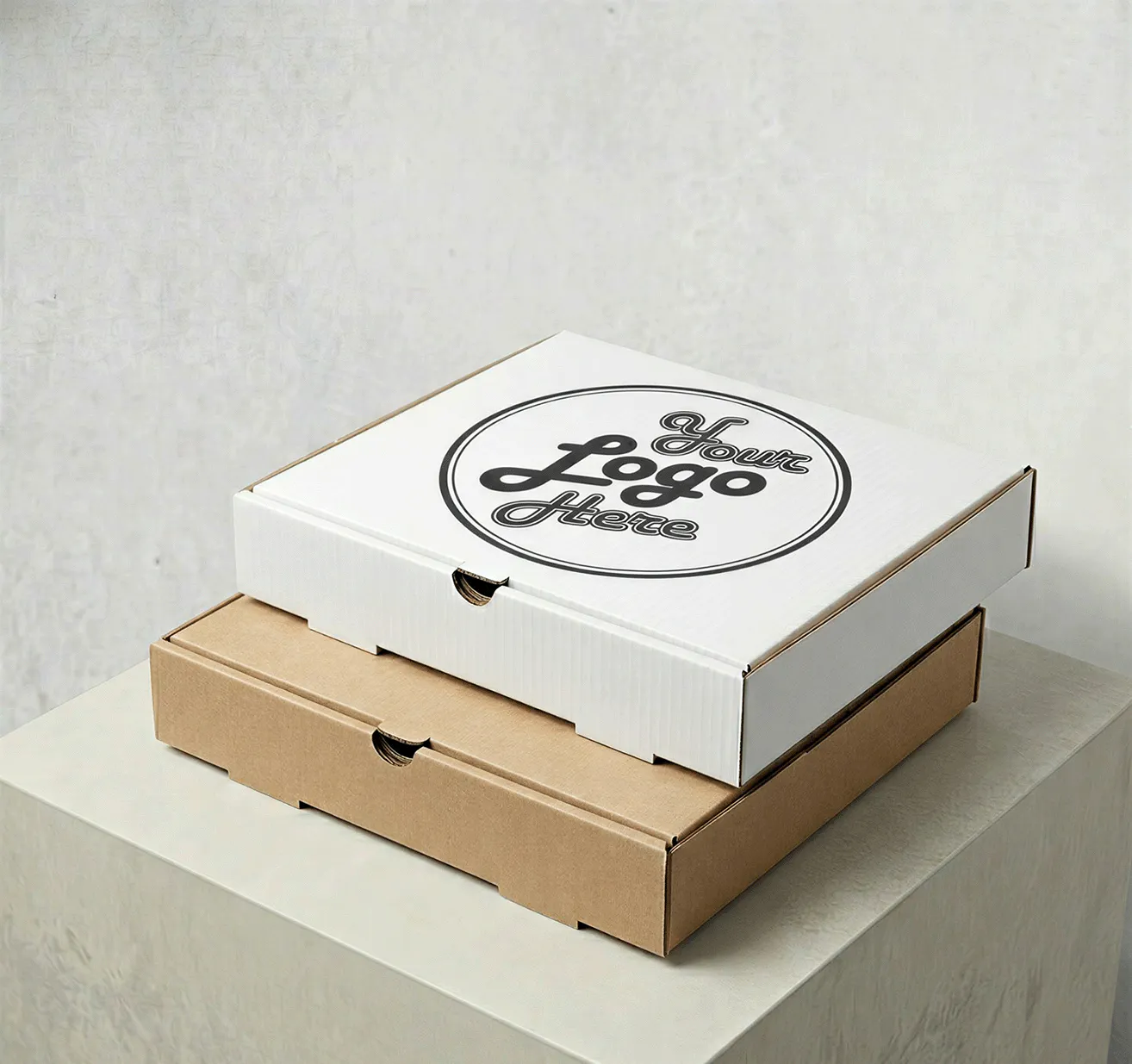 custom printed kraft and white pizza boxes