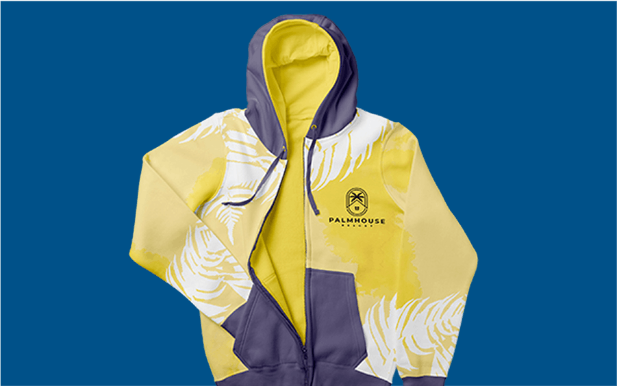 Yellow and navy zip up sweatshirt
