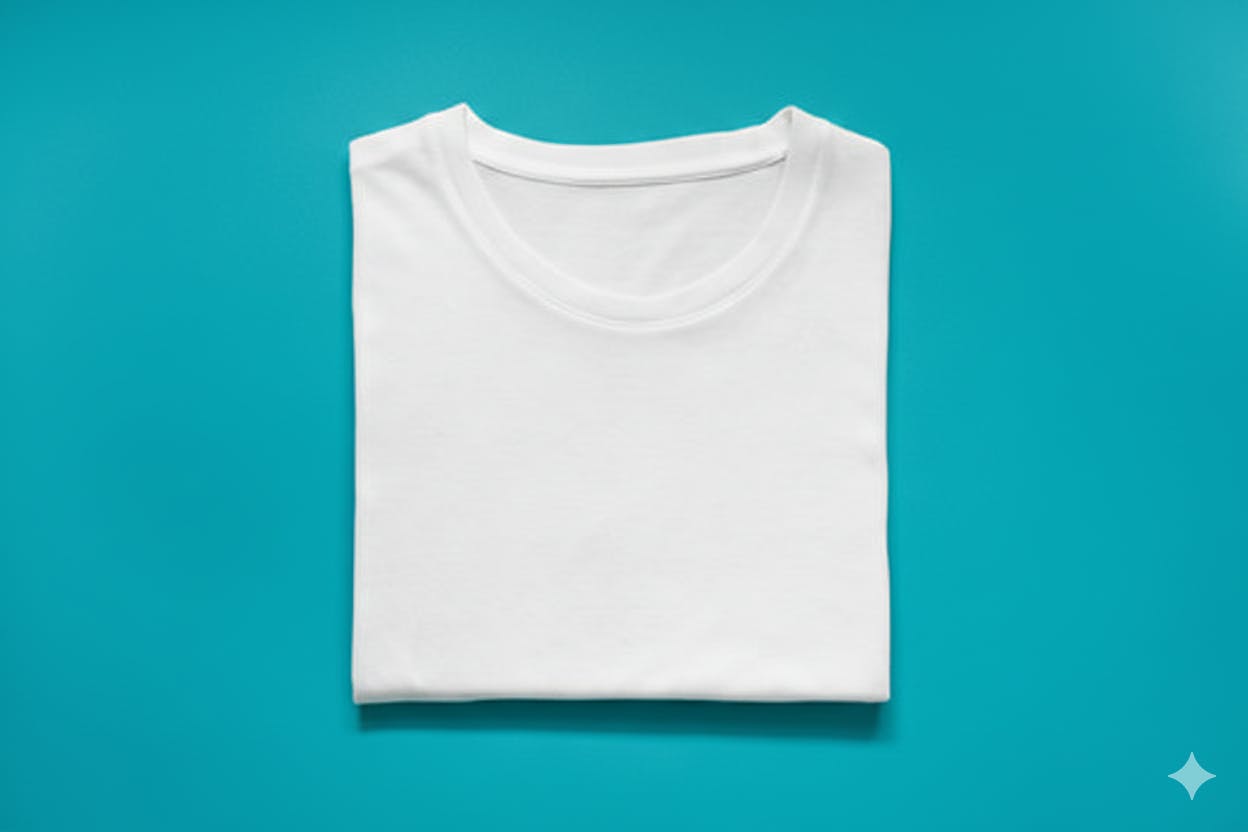 White tshirt on green background