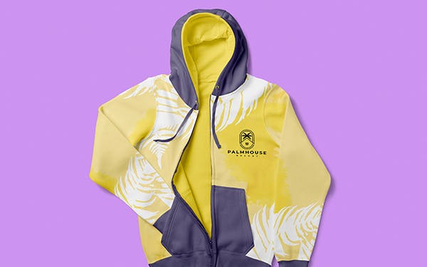 Yellow and purple zip up sweatshirt