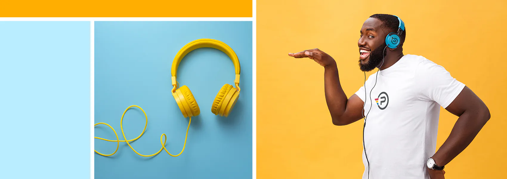 man in headphones tech