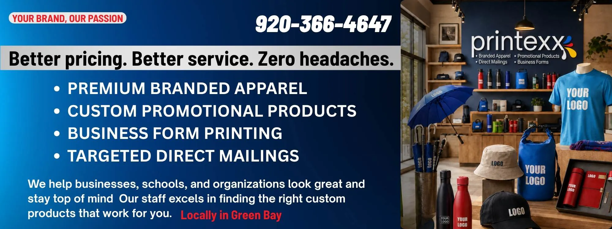Homepage detailing what Printexx does.