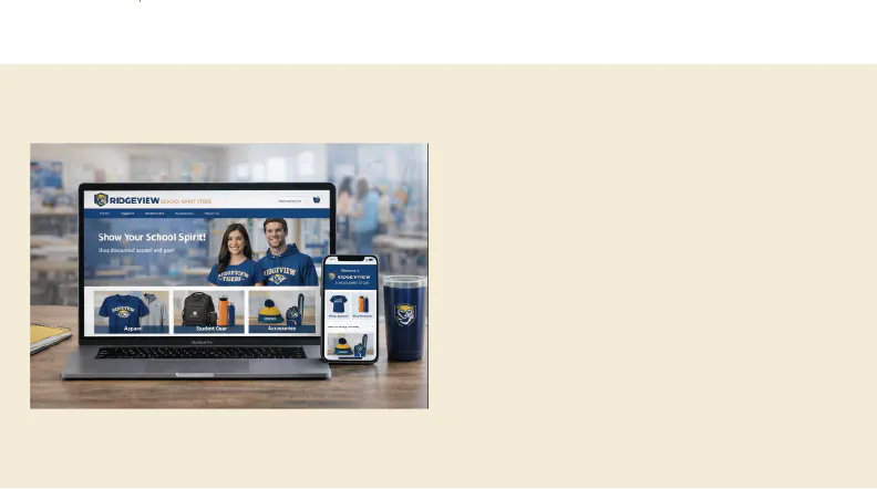 School Spirit Store displayed on laptop.