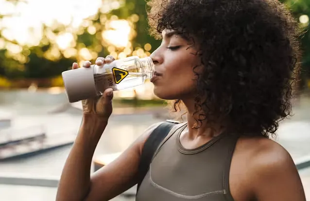 woman drinking from a waterbottle