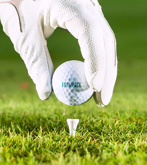 Golf ball being placed on Tee