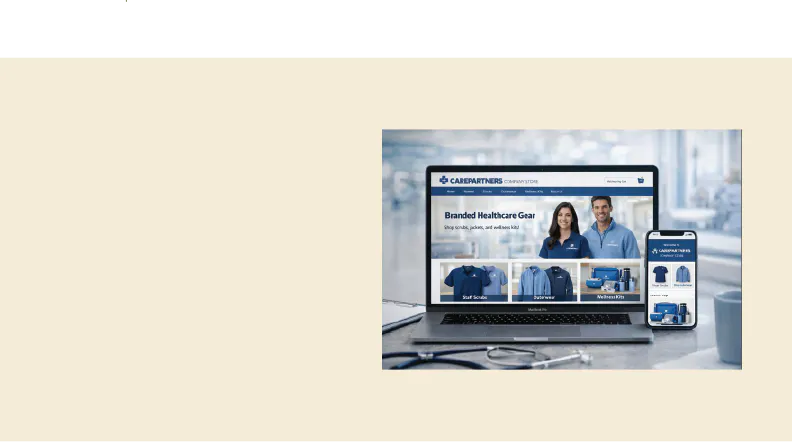 Healthcare company store displayed on laptop