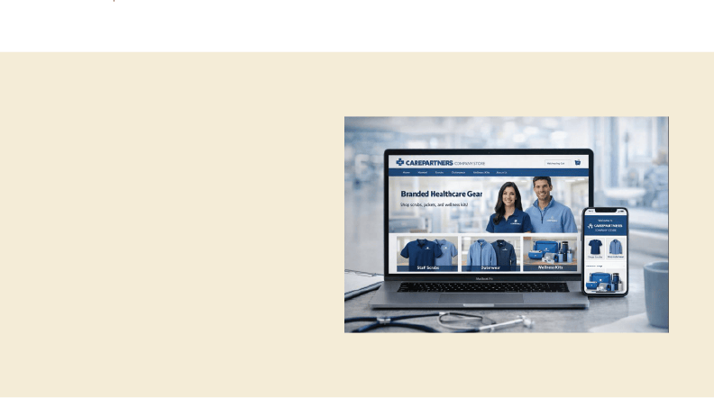 Healthcare company store displayed on laptop