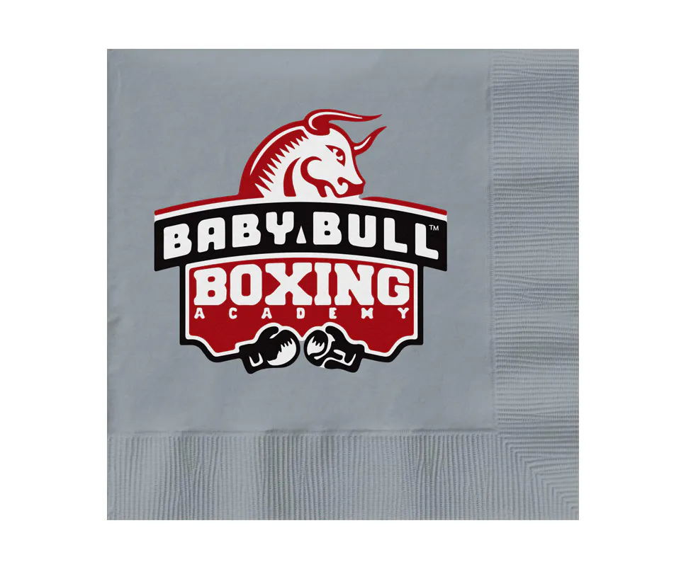 Silver napkin with full color print