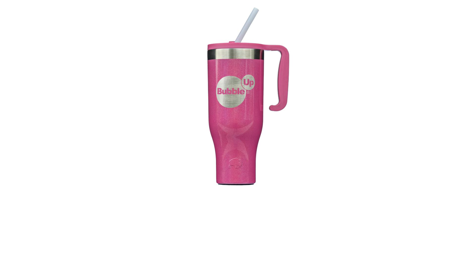 Pink Tumbler with silver logo