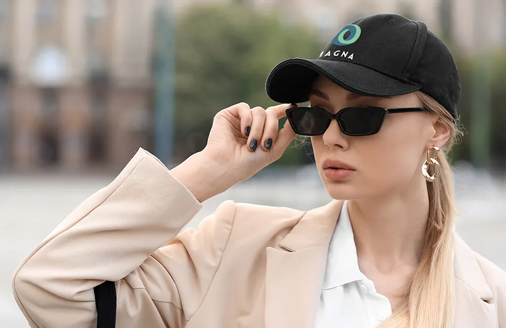 woman in black hat