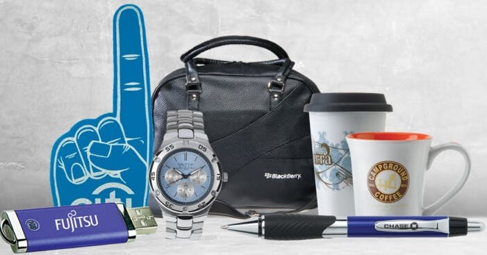 a collection of promotional items