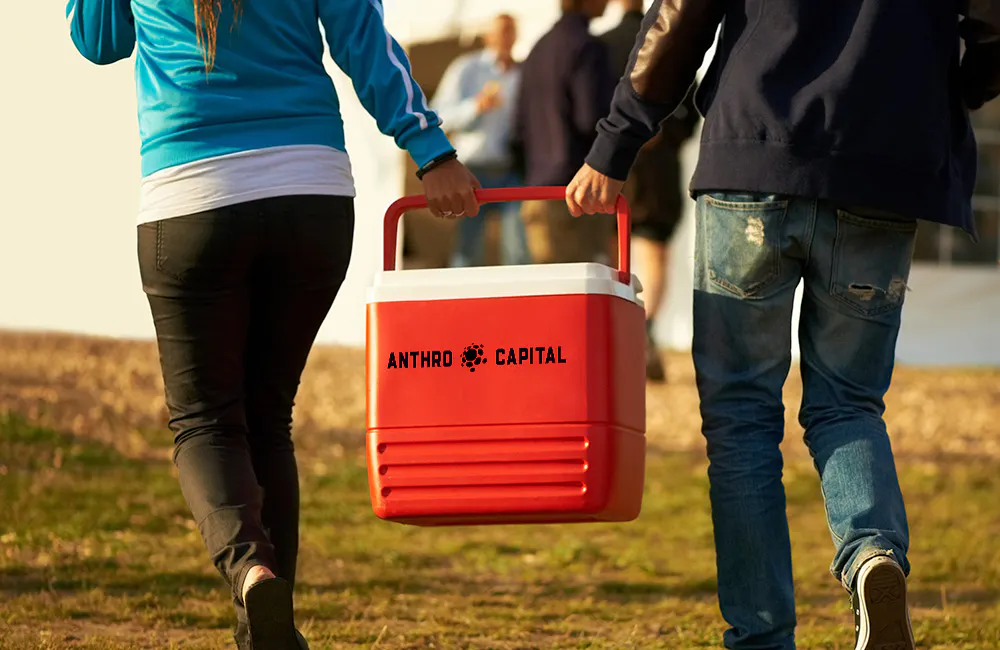 Carrying a red cooler