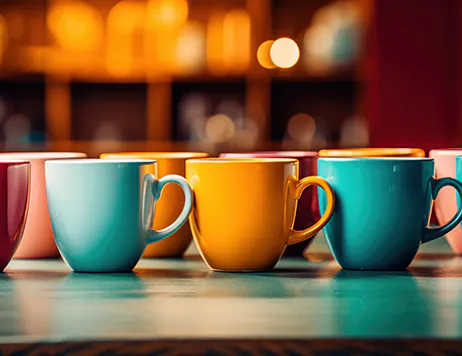 mom drinking coffee with daughter