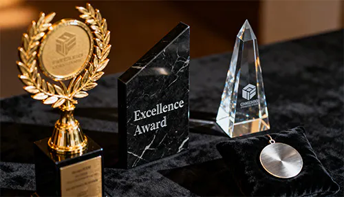 Custom awards and recognition products including trophies plaques and branded corporate gifts