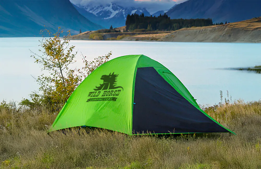 green logoed tent