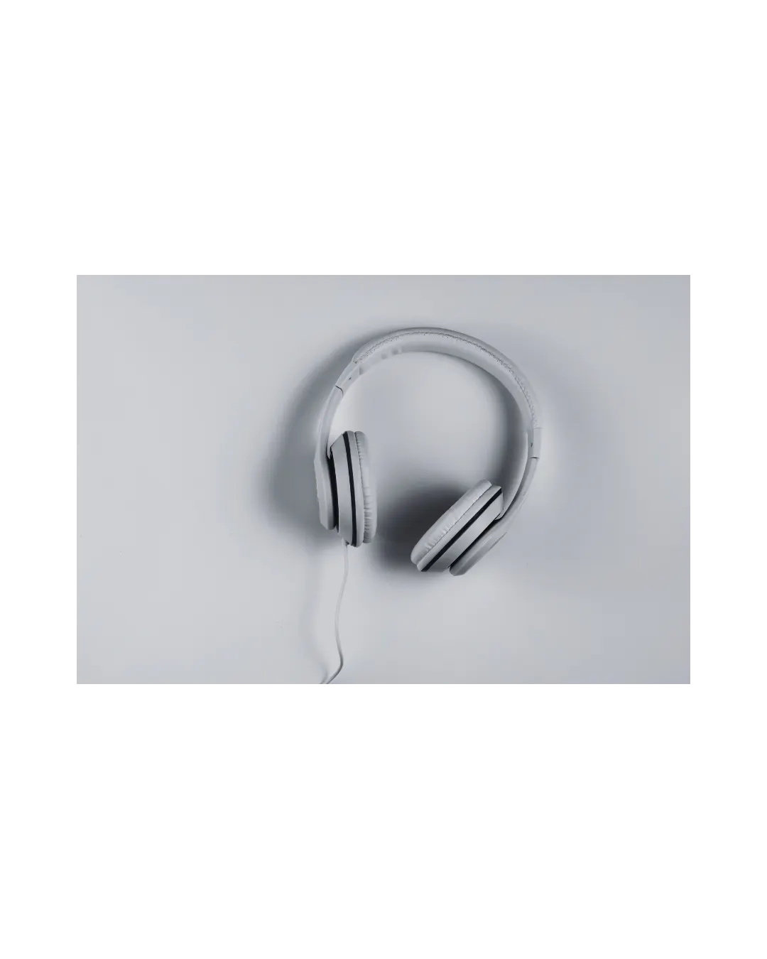 white and gray headphones