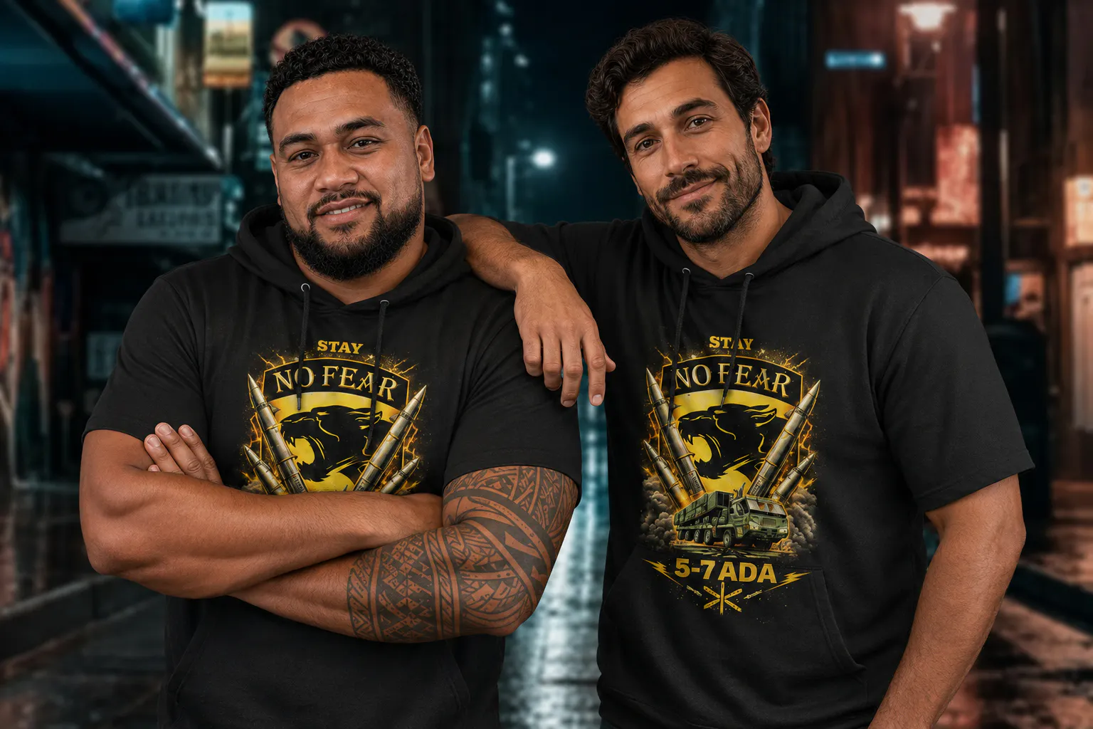 men in matching tshirts