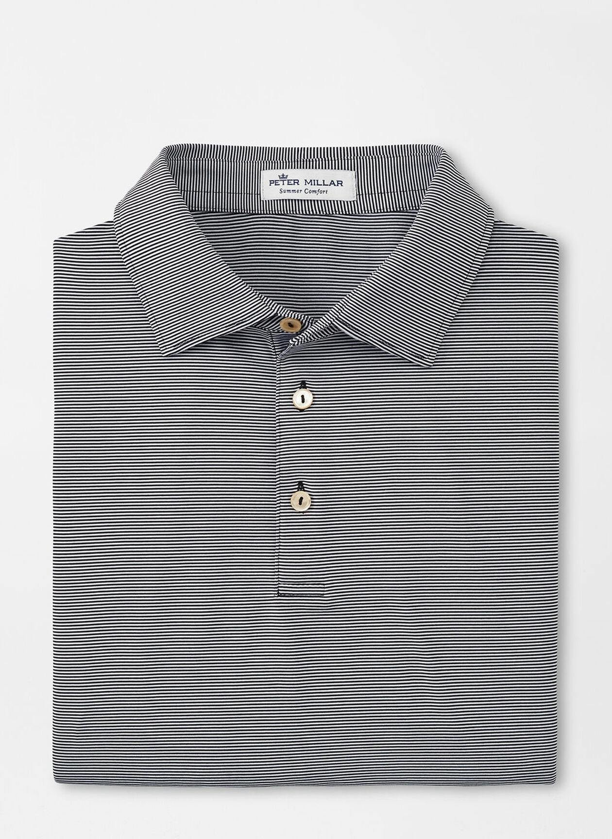 Black and white striped mens polo shirt