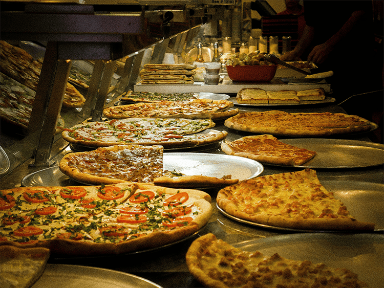 Selection of pizzas
