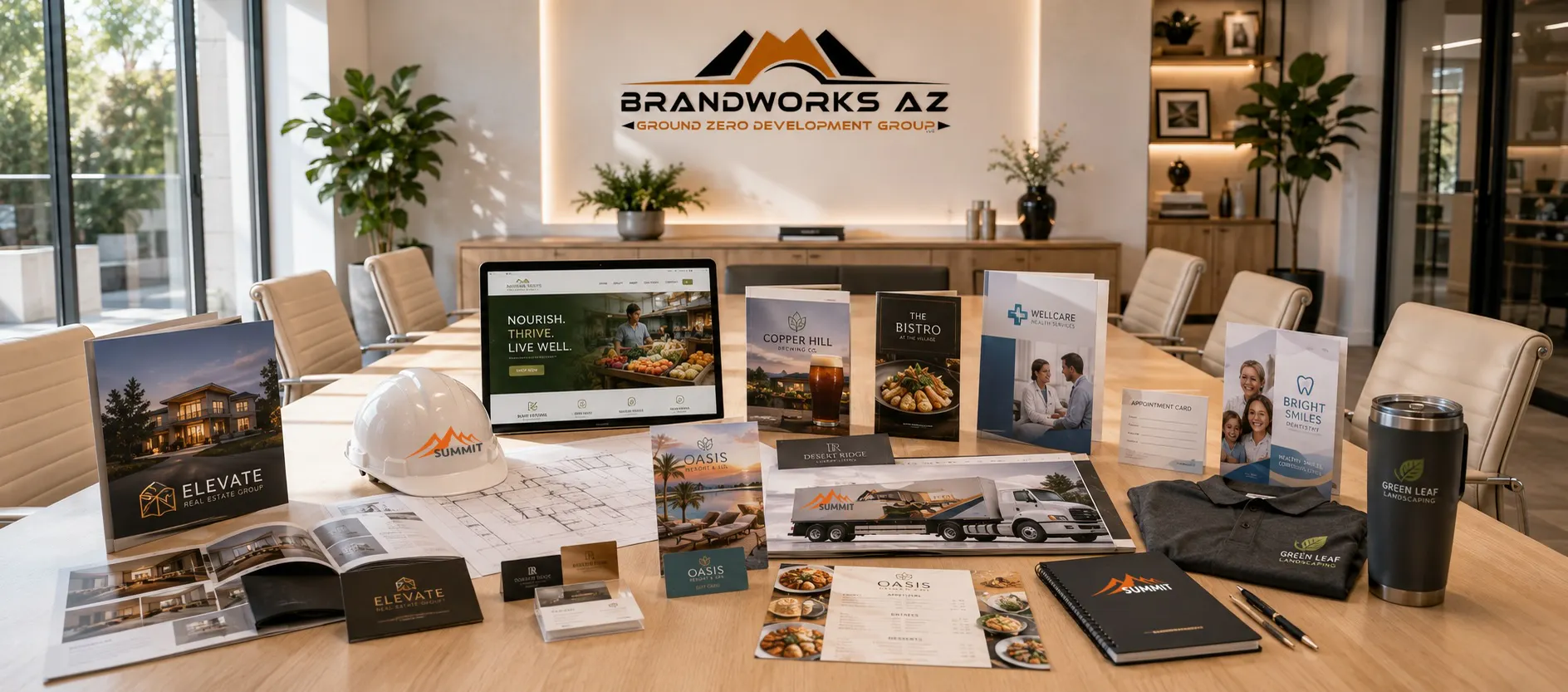 Completed branding projects for real estate construction healthcare hospitality and business clients.