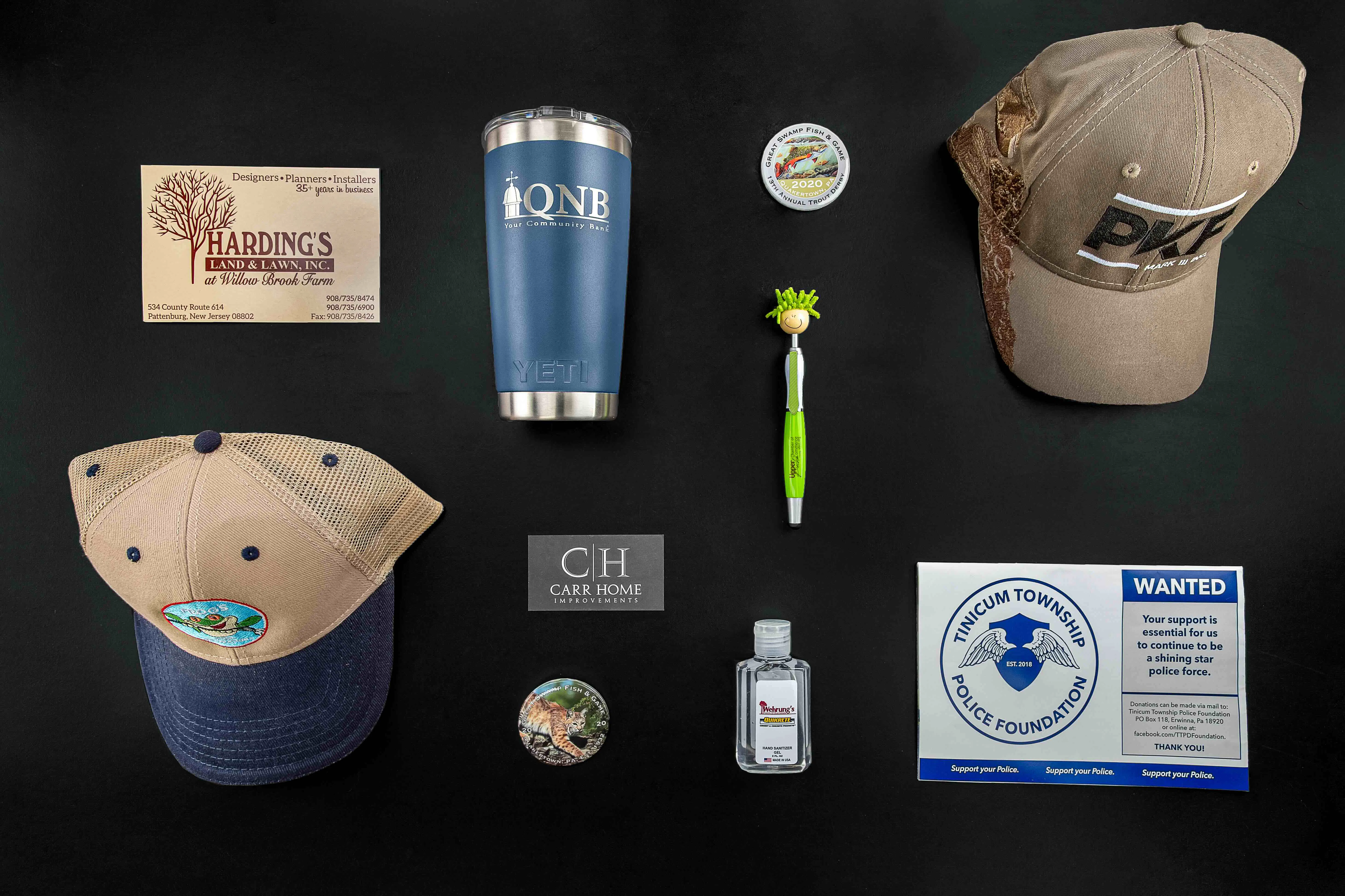 Promotional products laid flat