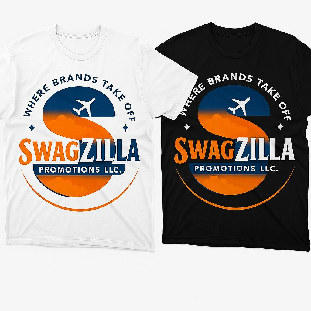 TSHIRTS BLACK AND WHITE WITH SWAGZILLA LOGO