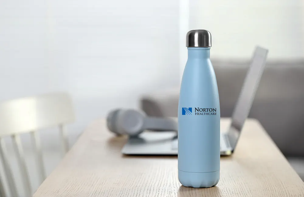 blue water bottle