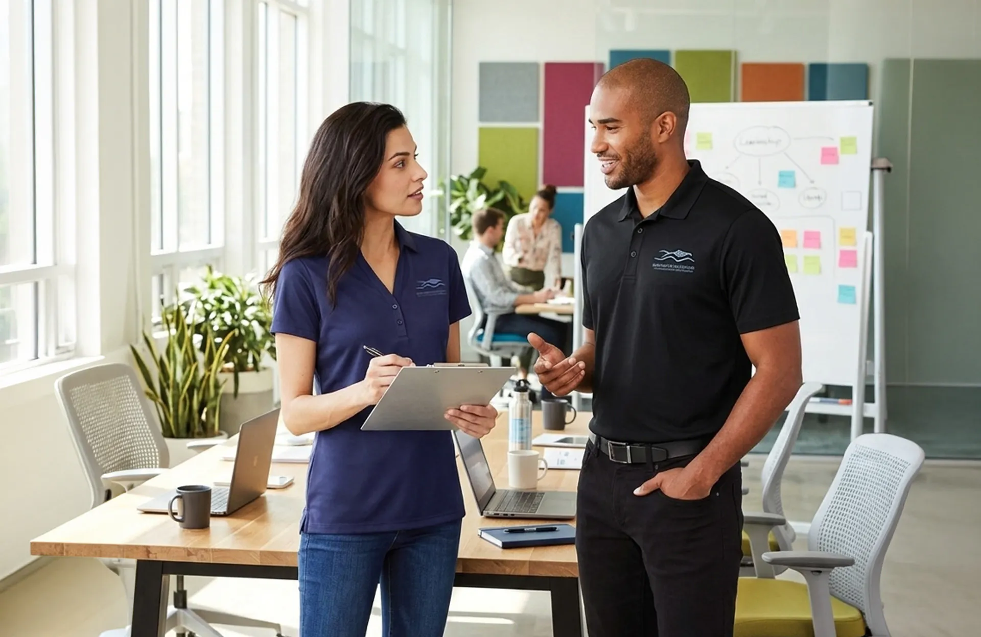 coworkers collaborating in office