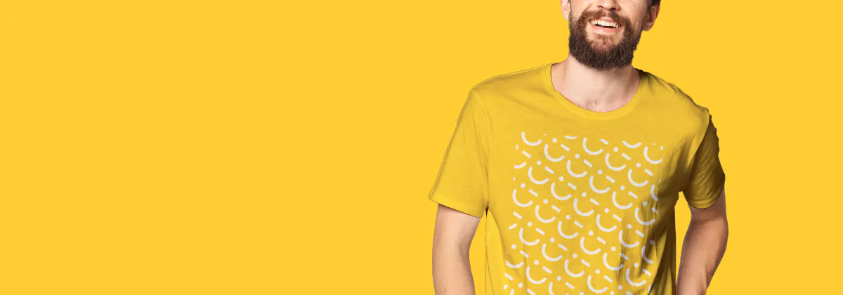 Man wearing yellow shirt