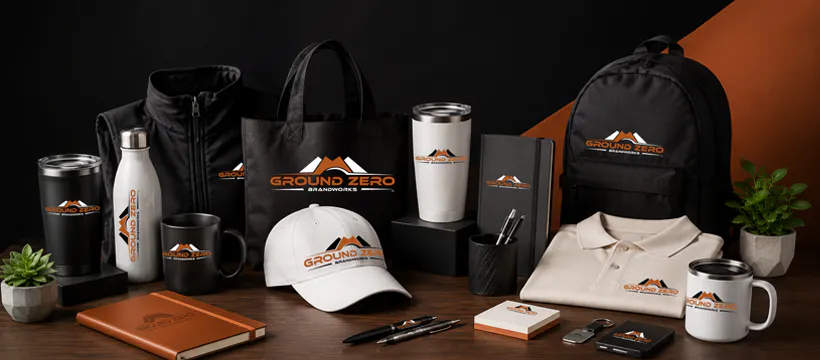 multiple products with logo embellishment