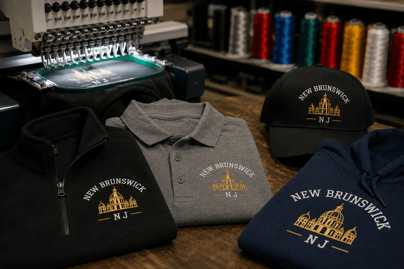 New Brunswick Custom Embroiery Business Polos Business Quarter Zip Local Embroidery