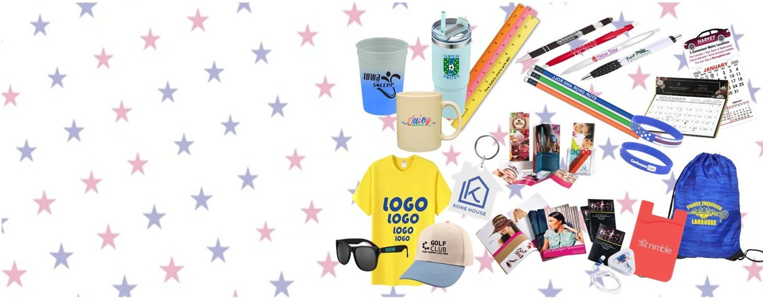 Promotional items with stars background