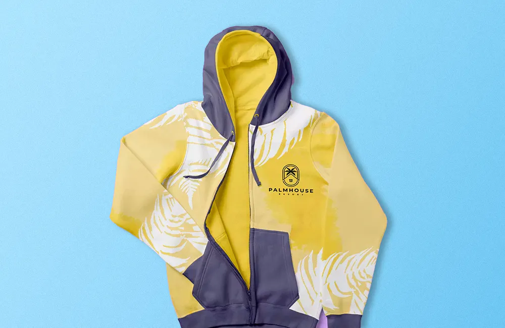 Yellow and purple zip up sweatshirt