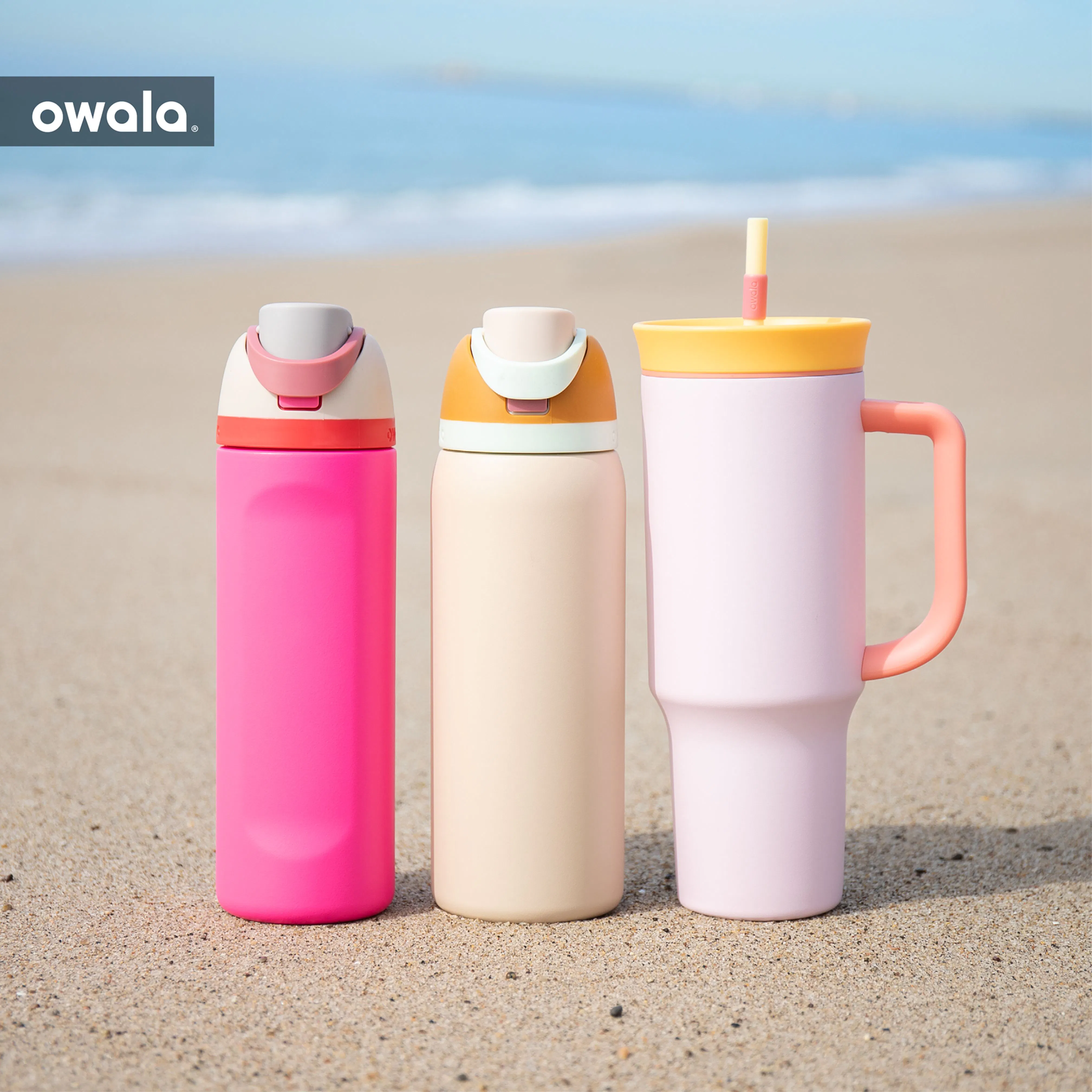 group of owala drinkware