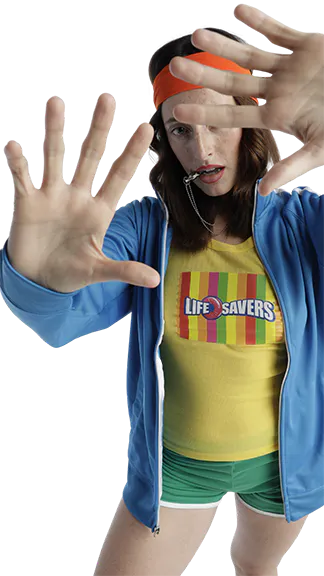 woman wearing an orange jacket