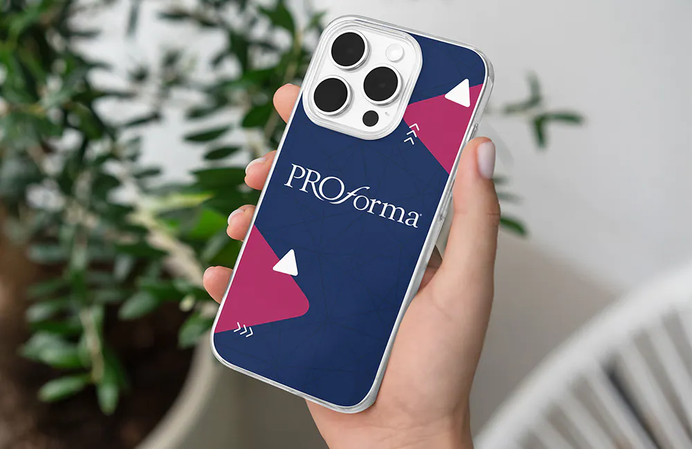 Cellphone with Proforma branded phone case