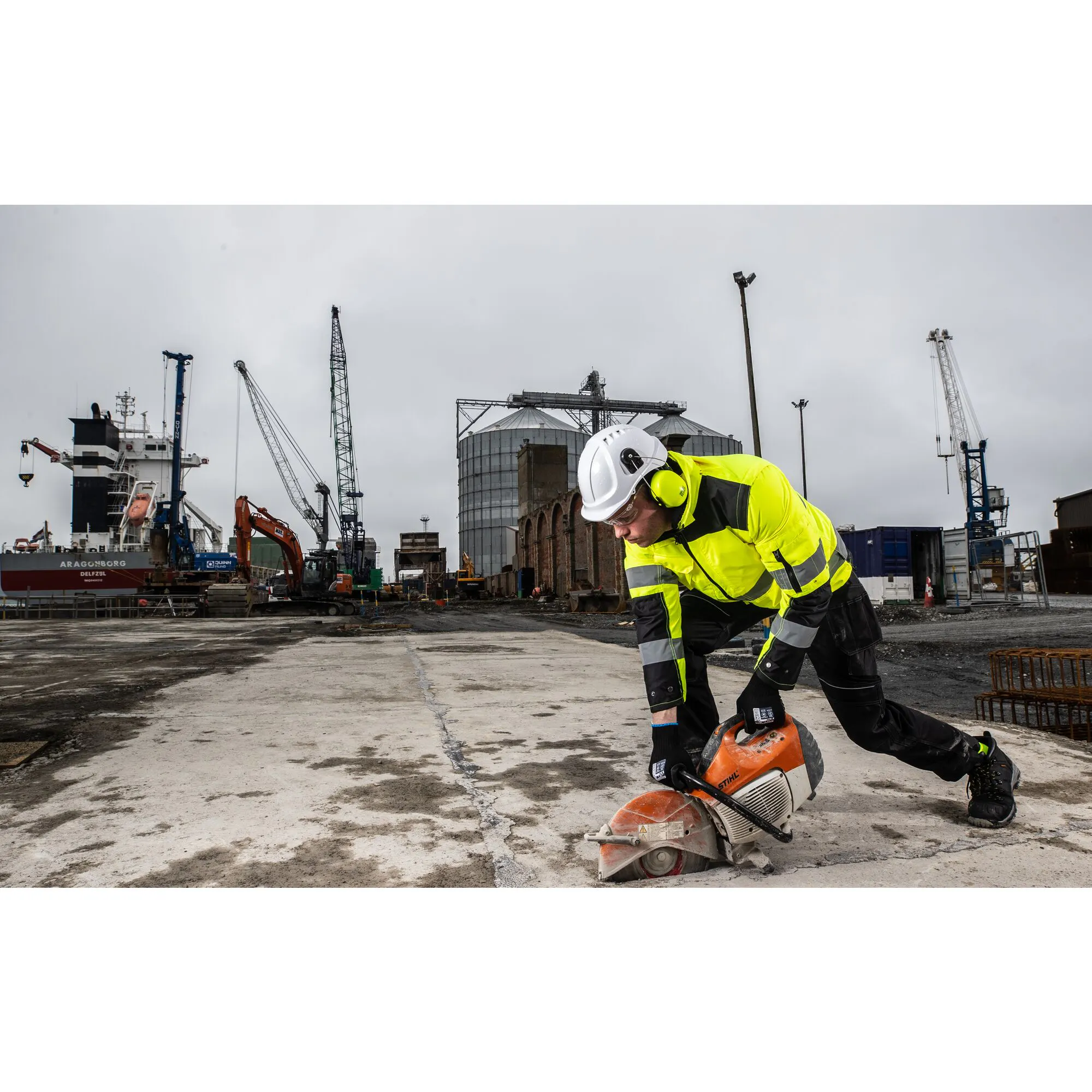 Worker in Hi Vis Jacket Portwest Jacket