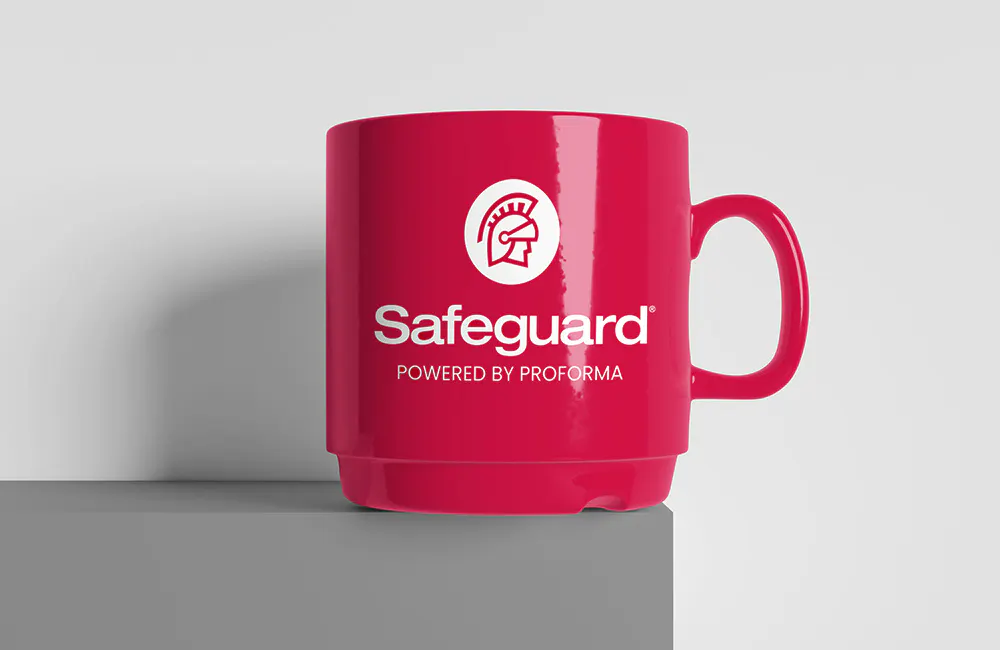 red safeguard coffee mug
