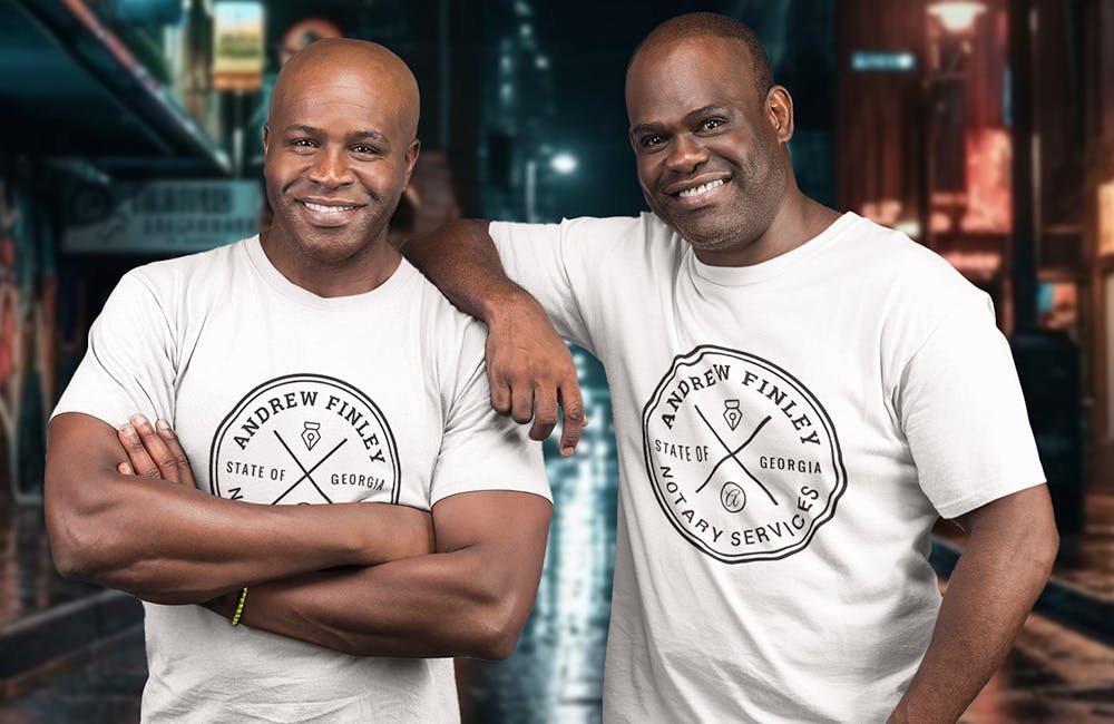 men in matching tshirts