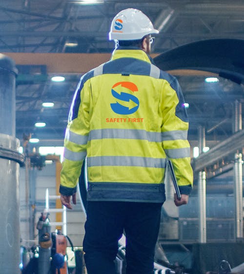 A person in construction gear