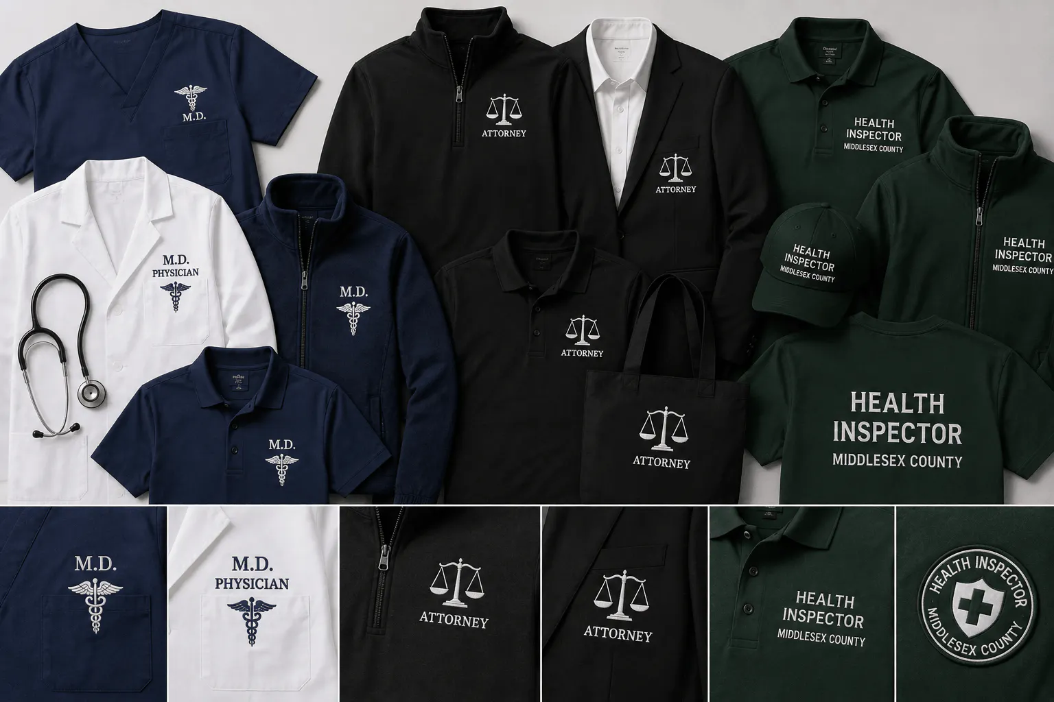 Middlsex County Embroidery Healthcare Apparel Custom Scrubs Law Office Apparel
