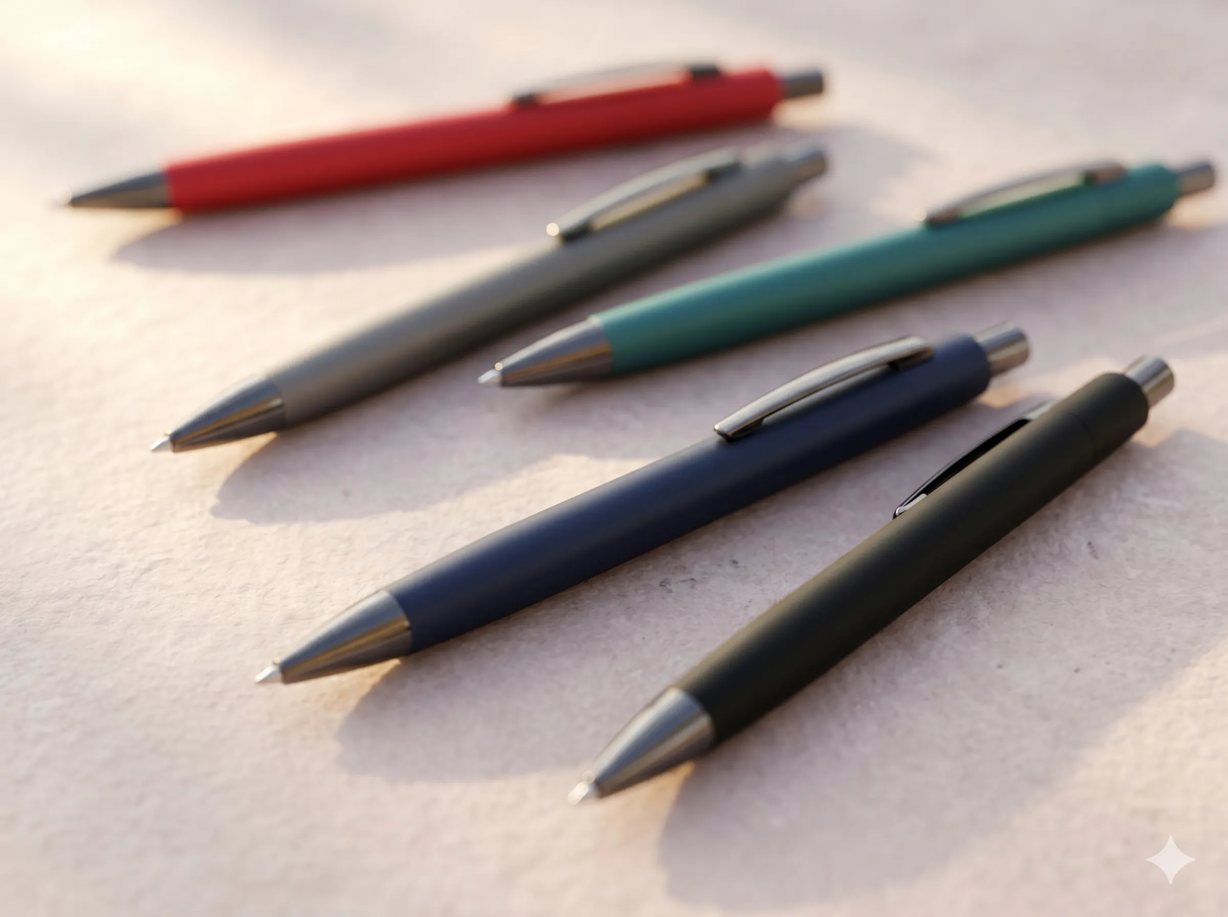 one blue pen and one red pen