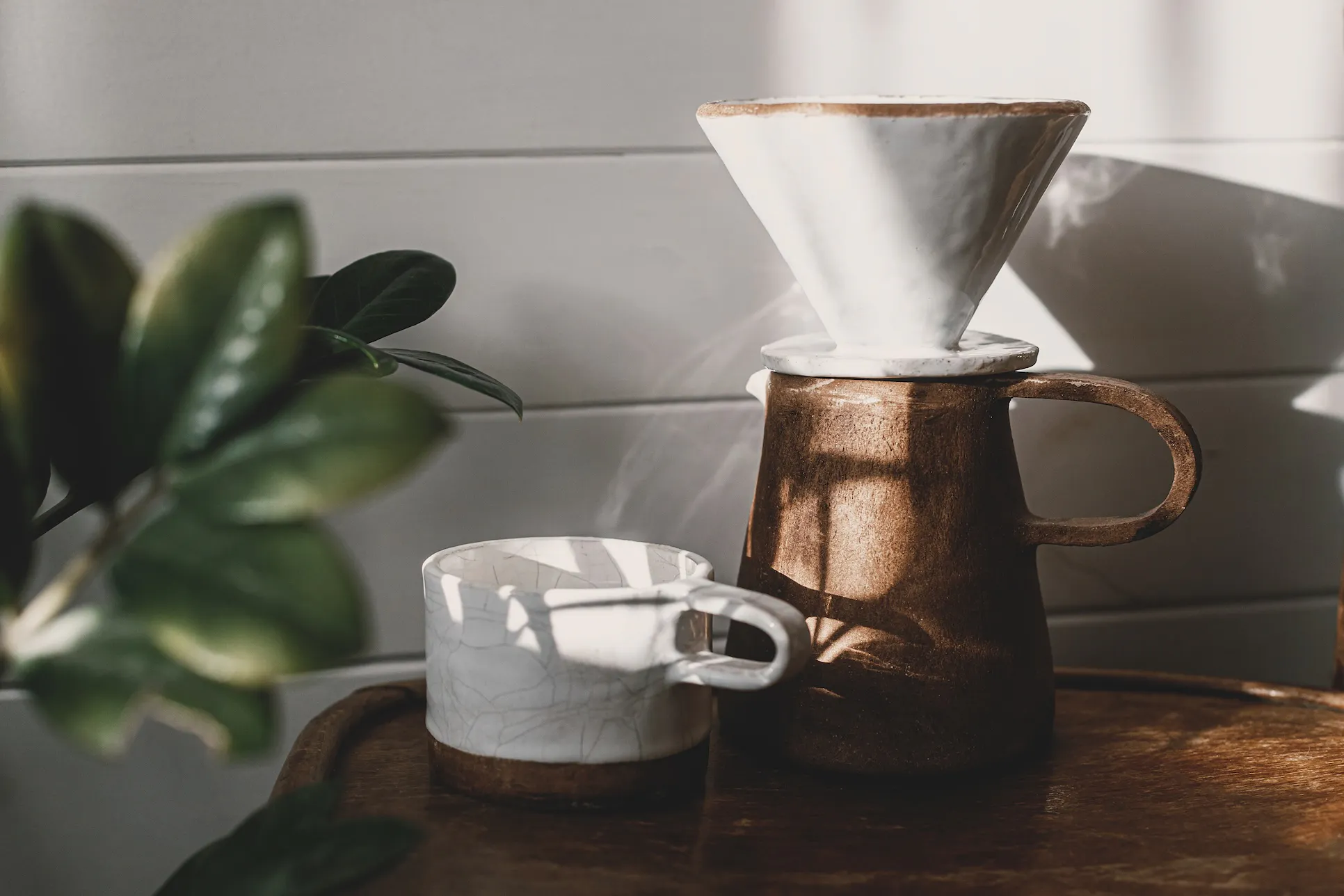 Artisan coffee cup and pot