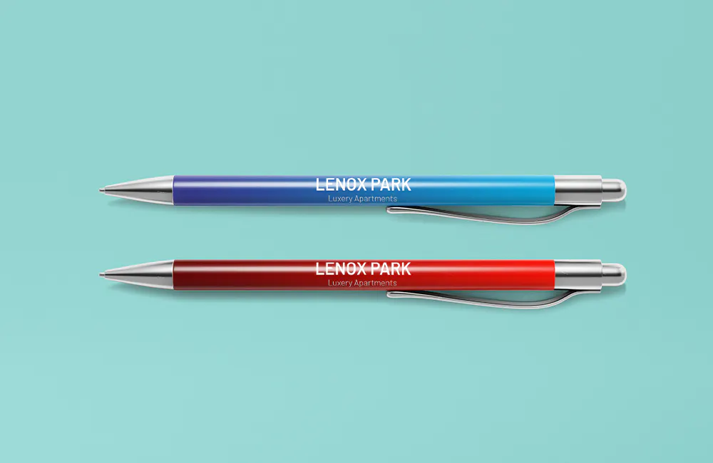 two Pens on a blue background