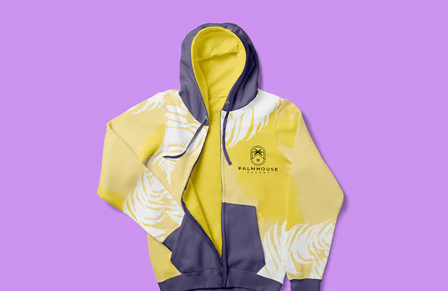 Yellow and purple zip up sweatshirt
