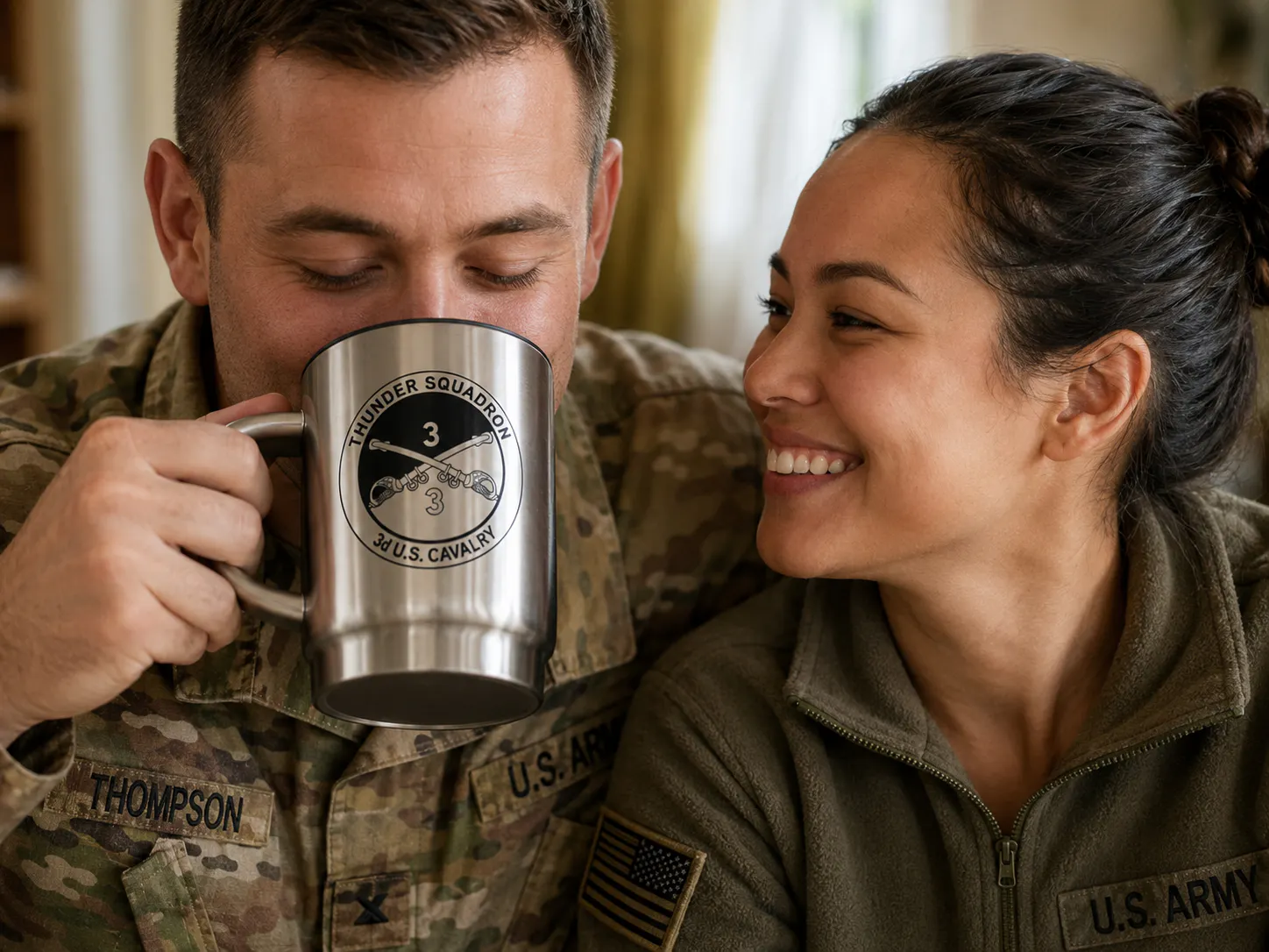 mom drinking coffee with daughter