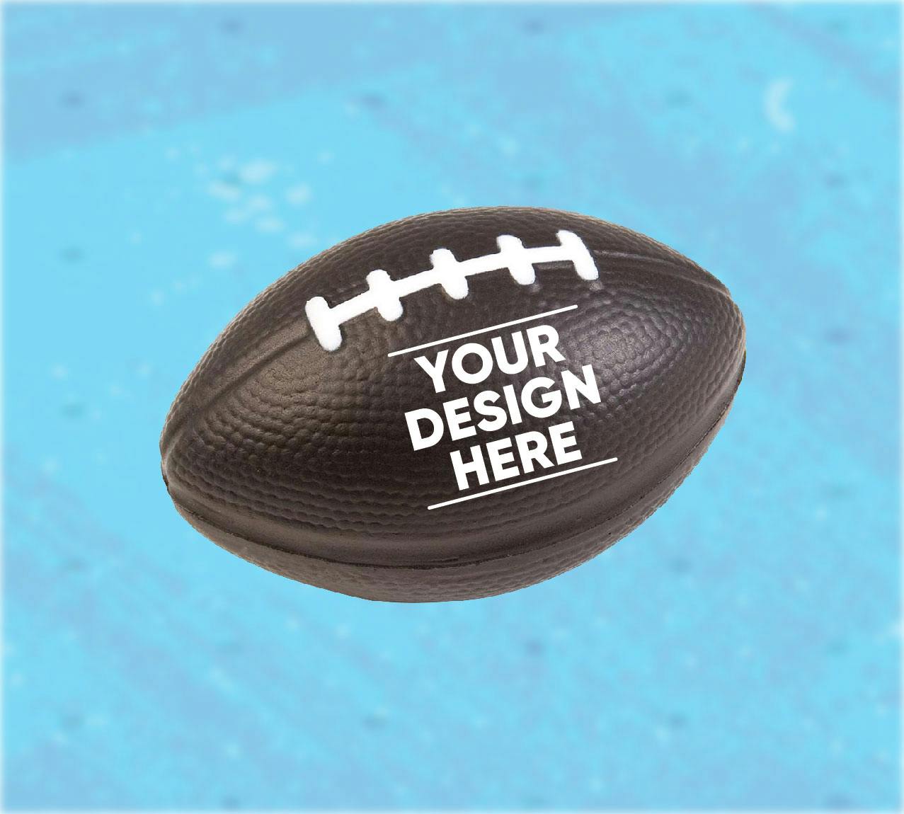 Brown football stress ball on blue background