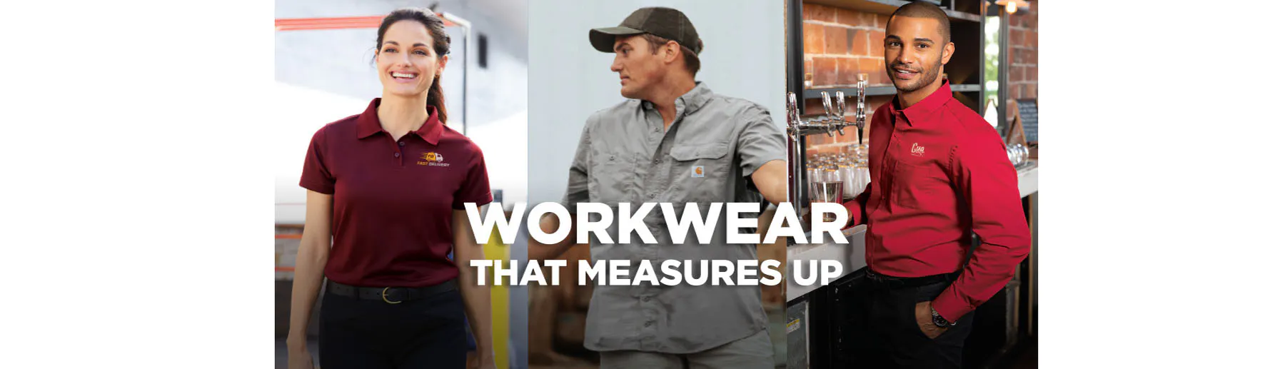 Friends in matching branded shirts